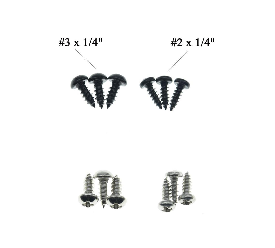 KAISH 20-Pack Premium Stainless Steel American #3 x 1/4'' Phillips Head Guitar Truss Rod Cover Screws for USA Les Paul LP/SG Bla